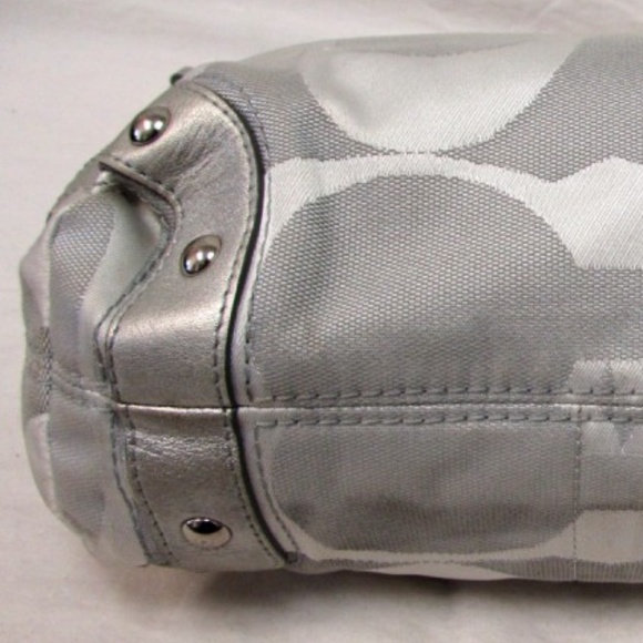 COACH SIGNATURE PLATINUM SILVER CARLY HANDBAG 1061 - Picture 8 of 8